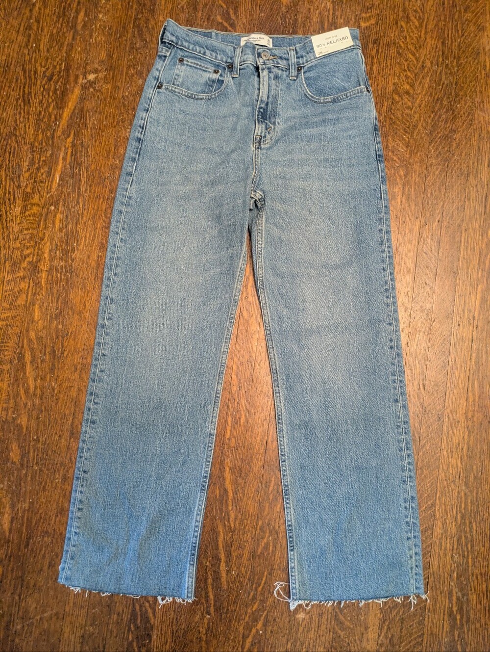 Abercrombie & Fitch High Rise 90s Relaxed Frayed Hem Jean